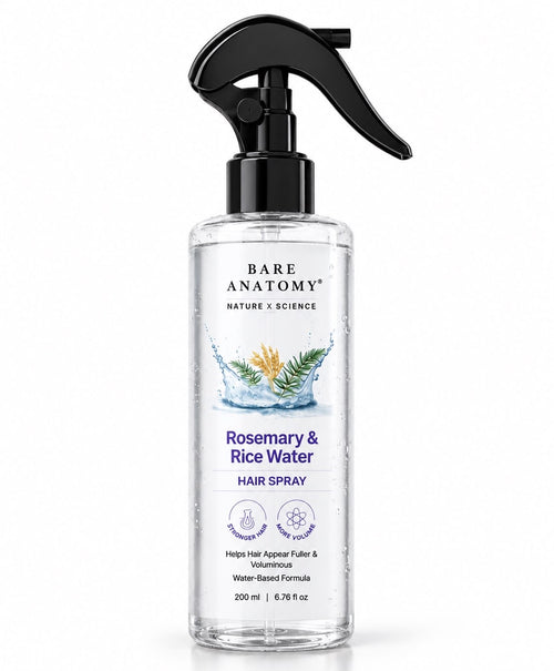 Rosmarin & Reiswasser Haarspray 200ml – Sprühflasche auf weissem Hintergrund